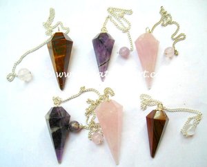 Péndulos facetados al por mayor, artesanías de piedras semipreciosas - Product Image 1
