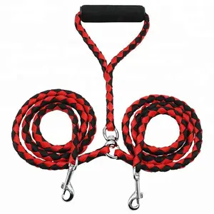 Correas dobles trenzadas para perros, sin enredos, acoplador doble para perros, correa de entrenamiento, accesorios para Collar