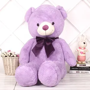 0.8/1/1.2/1.6M promotional cusotmzied light purple plush big Lavender teddy bear doll toy with dark purple silk bowtie