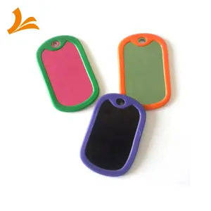 2020 Custom anodized aluminum colorful unique best blank metal dog tags with silicone silencer