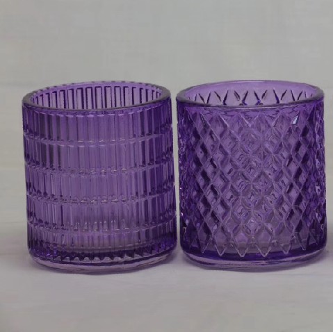 Home Decor new design embossed glass candle jar glass candle holder