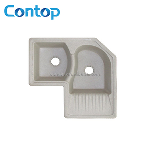 Einlege Granit spülbecken drehen corner doppel schüssel mit abtropffläche - Product Image 2