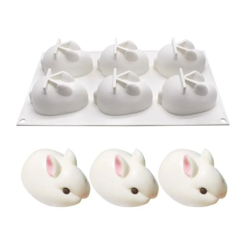 3D กระต่ายซิลิโคนแม่พิมพ์กระต่าย DIY เค้กอบแม่พิมพ์ซิลิโคน