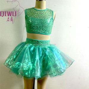 Nouveau BestDance <span class=keywords><strong>Aqua</strong></span> Sequin Tulle Robe de danse latine pour filles Ballet et jupe gonflée Tailles XS-XL - Product Image 1