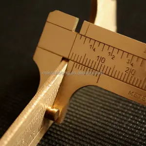 Latón pinza mini portátil-Pie De al aire libre herramientas EDC jugar regla de medición de cobre retro