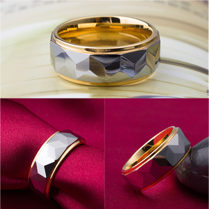 Anello per fede nuziale da uomo con gioielli <span class=keywords><strong>in</strong></span> vero U <span class=keywords><strong>in</strong></span> tungsteno all'ingrosso 8mm anelli <span class=keywords><strong>in</strong></span> carburo di tungsteno con accento tagliato a diamante bicolore per ragazzi - Product Image 6