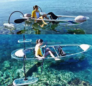 CENTRO DAS ATENÇÕES canoa kayak clara transparente com sistema outrigger para o equilíbrio