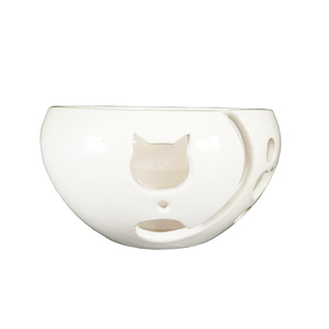 Tigela de Cerâmica para Tricô com Design de Gato em Fio Branco - Product Image 3