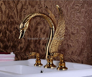 Doppi Manici Miscelatore Oro di Lusso Rubinetto Cigno Bacino Del Rubinetto - Product Image 2
