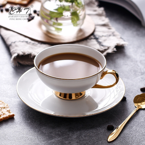 Fabbrica Italiana Rustico Dell'annata di Stile Bordo In Oro Bianco Tazza e Piattino Fine Bone China Insieme della Tazza di Caffè di Ceramica Turco per la Cerimonia Nuziale - Product Image 3