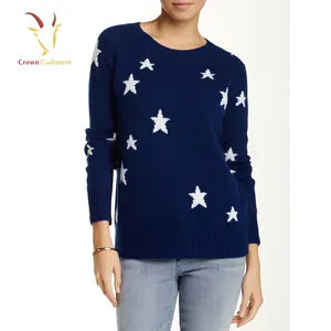 Intarsia Star Dames Mode Ongedwongen Kerst Trui Breien Patronen