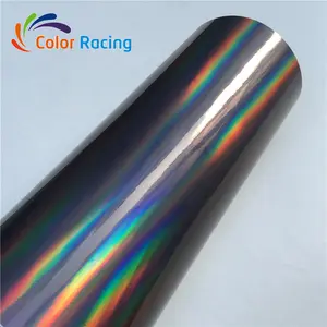 闪亮的彩虹激光黑色铬全息乙烯包装颜色变化
