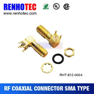 Made in China SMA Jack r / a PCB Mount cabo RF Coaxial conectores para RG58 RG59 RG174 LMR195