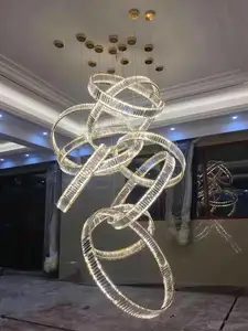 Moderne runde ring kristall anhänger licht lobby ring kronleuchter kristall