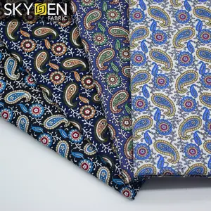 Skygen ที่กำหนดเองธรรมดาสานนุ่มผ้าฝ้าย100% Paisley พิมพ์ผ้าสำหรับเสื้อ