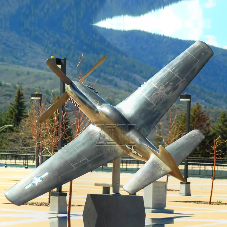 Outdoor Garden Art Metal Aircraft Statue Stainless Steel Airplane Sculpture
