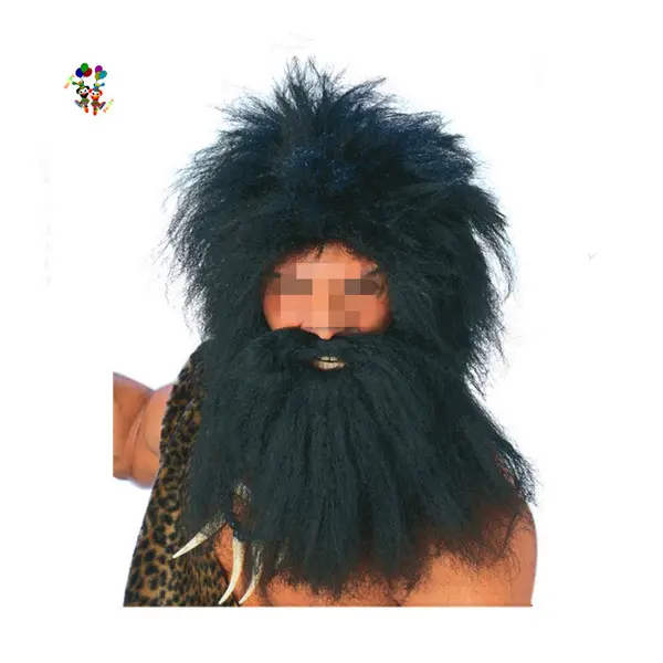 Adult Mens Prehistoric Caveman Black Color Halloween Party Wigs Costume HPC-1316