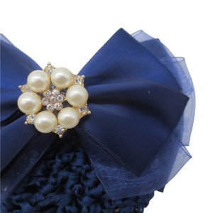 Filet à cheveux pour femme, couvre-chignon, Barrette avec nœud papillon, couleur <span class=keywords><strong>bleu</strong></span> <span class=keywords><strong>marine</strong></span>, tendance - Product Image 2