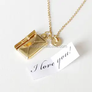 Nieuwe Ontwerp Mum I Love U Medaillon Ketting, Brief Envelop Medaillon Ketting Met Initiële, gift Voor Moeder Moederdag