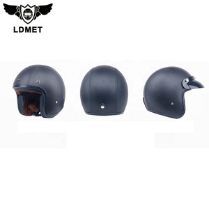Venta al por mayor Rojo Negro marrón color gris medio de la cara llena de la motocicleta casco vintage - Product Image 2