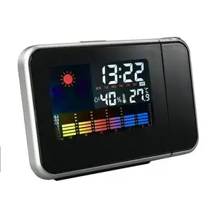 데스크탑 Office Clock 색 변경 날씨 역 LED 프로젝션 Digital Clock