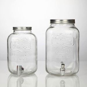 Distributeur de boissons en verre avec couvercle métallique, pot de grande capacité de 1 tonne, style Yorkshire, simple, - Product Image 1
