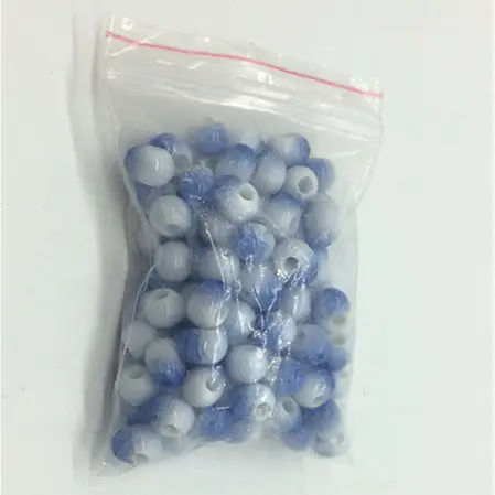 Perles en céramique pour fabrication de chapelet, vaisselle en porcelaine bleu blanc, bon marché, 6mm, pièces