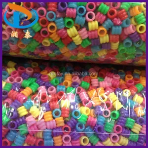 Hot Selling 7mm Mixed Color Round Plastic Opaque Big Hole Beads