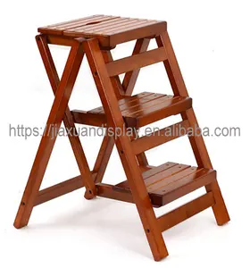 Kayu Karet Mul-Fungsi Lipat Bangku Lipat Tangga Bangku Pot Bunga Display Stand