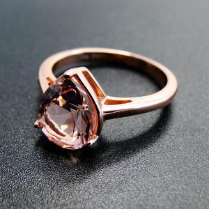 Anillo de plata de primera ley con forma de lágrima para mujer, sortija, plata esterlina 925, oro rosa, morganita, boda - Product Image 4
