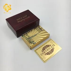 Jeu de cartes à feuille d'or 24k, décor de dubaï, tour de poker, avec boîte rouge en bois, Burj Khalifa, livraison gratuite