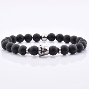Bracelet en pierre d'agate mate sur mesure avec bande élastique, perles de gorille pour homme - Product Image 2