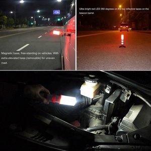 ポータブル交通信号棒ライトバトン赤色LED道路安全フレア磁気ベース付き - Product Image 6