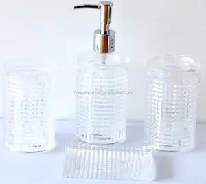 Accesorios de baño de cristal plástico Juego de 4 Fabricantes cristal brillante accesorio de baño de plástico de alta calidad de 4
