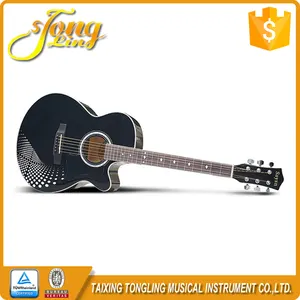 Preços TL-0045 Global Preto Profissional Artesanal Sólida Acústico Guitarra Para A Venda, 6 Cordas