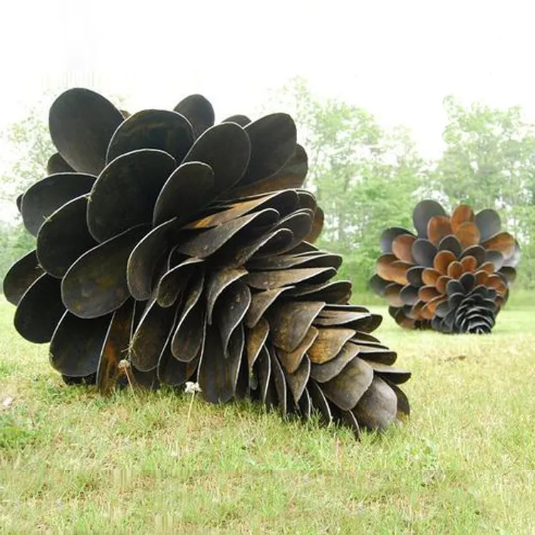 Große Outdoor Metall Tannenzapfen Skulptur Garten Corten Stahl Skulptur