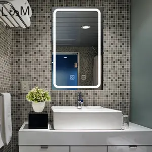 Grand mur de style européen, interrupteur à capteur tactile intelligent, miroirs de salle de bain personnalisés, miroir de télévision full hd pour salle de bain android