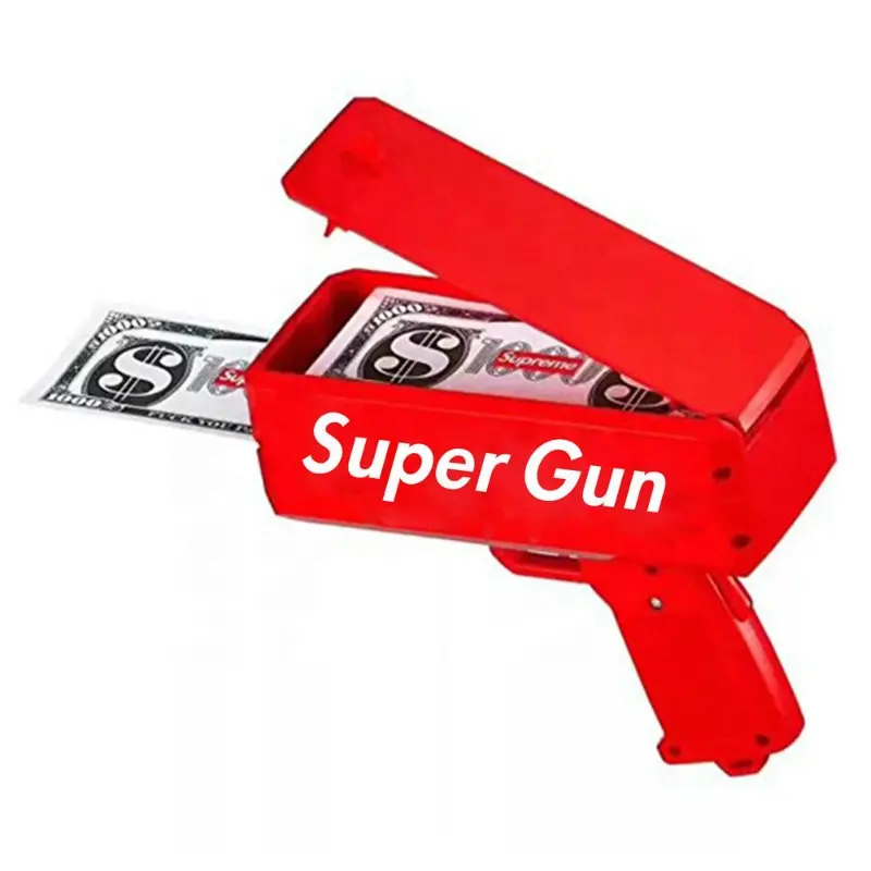 En plastique Personnalisation Logo Frais de Pluie D'argent En Espèces Shooter Parti Super D'argent Pistolet