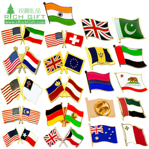 Best Verkopende Custom Producten Land America Metalen Nationale Kruis Dubbele Vlag Hard Emaille Revers Pin Badges Met Kleurrijk Patroon - Product Image 1