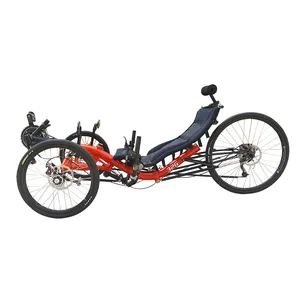 Triciclo reclinable de tres ruedas de aleación de aluminio para adultos, a precio de fábrica, con asiento de suspensión