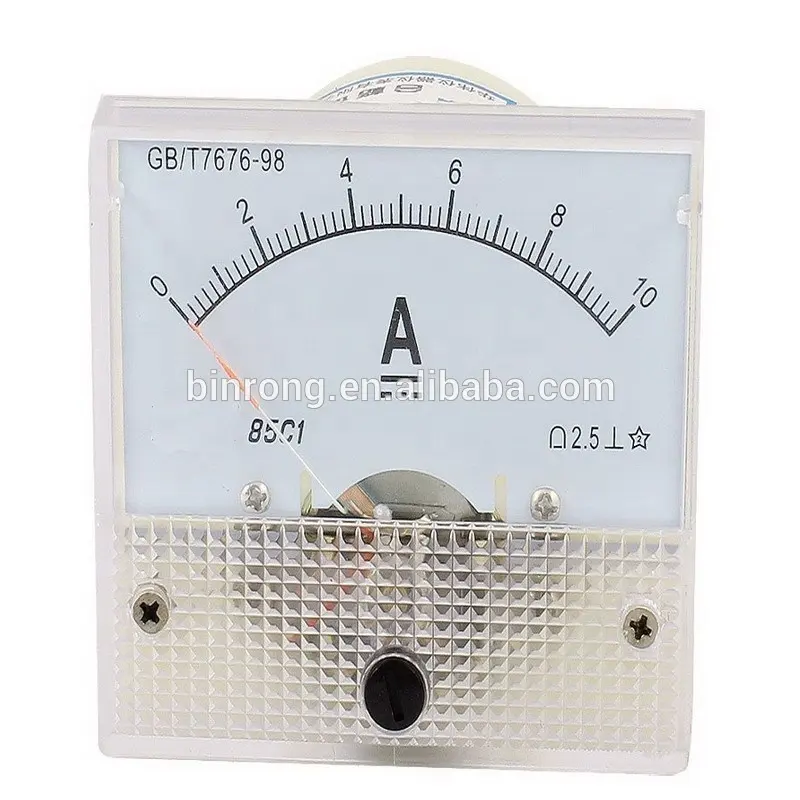 85C1 DC 0-10A Persegi Panjang Analog Ampermeter Panel Meter Gauge