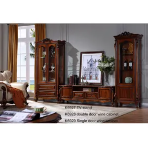 K6927 antike 2M wohnzimmer braun massivholz TV einheit tv-ständer display dekoriert boden schrank Amerikanischen villa möbel