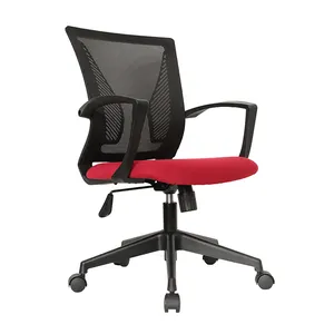 Customized Fixed Armrest Mid Back Fabric Mech Back Swivel Height Adjustable Office Computer Chair