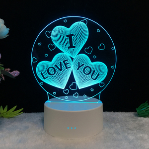 <span class=keywords><strong>3D</strong></span> Lampada Luce di Notte I Love You Illusione Ottica Glowing LED 7 Colori Che Cambiano di RGB Home Decor Camera Da Letto Lampade Da Tavolo per I Bambini - Product Image 5