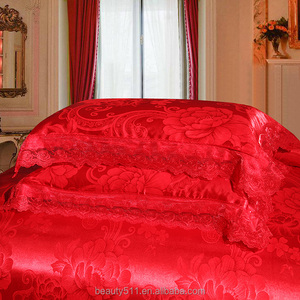 European Style Retro Wedding <strong>Bedding</strong> <strong>Set</strong> of Four-piece Quilt Cover Sheets <strong>Red</strong> Quilt Cover Bridal Bed Sheet <strong>Set</strong> BSS39 - Product Image 3