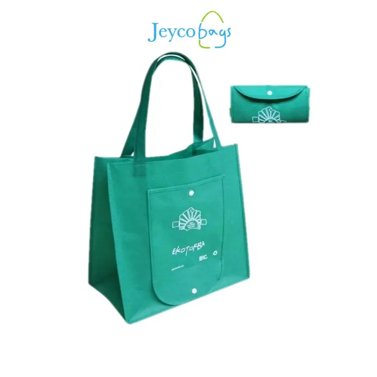 JEYCO-bolsas con impresión de logotipo personalizado, bolsas de compra recicladas no tejidas, plegables en bolsa