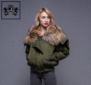 Plus la taille col de fourrure manteau chaud court dame femmes blouson avec duvet de canard <span class=keywords><strong>plume</strong></span> doublure - Product Image 1