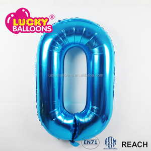 Alta calidad EN71 aprobado fuente del partido al por mayor de helio globos metalizados número gigante personalizado 34 ''azul - Product Image 1