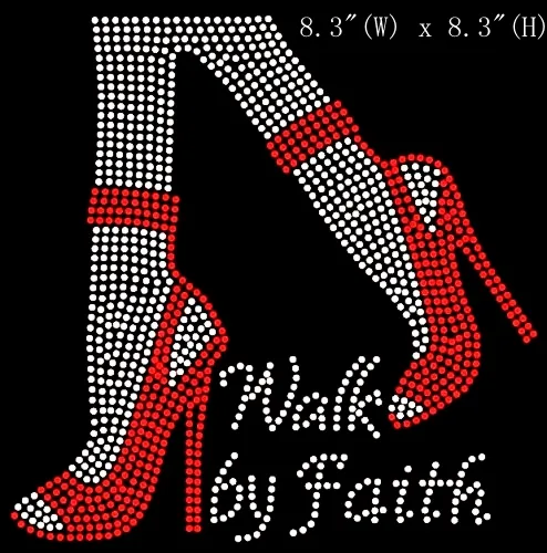 high quality custom walk by faith custom rhinestone motif