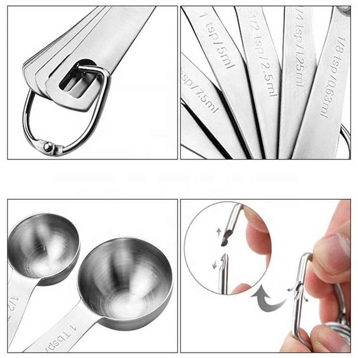 Set 6 Misurini In Acciaio Inox - Cucchiai Da 1/8 TSP A 1 TBLS Per Cucina - Foto 7